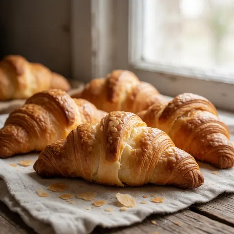 Croissants on linen