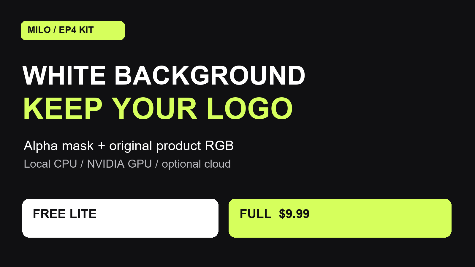 White Background Product Photos: Free Lite or Full package for $9.99 USD